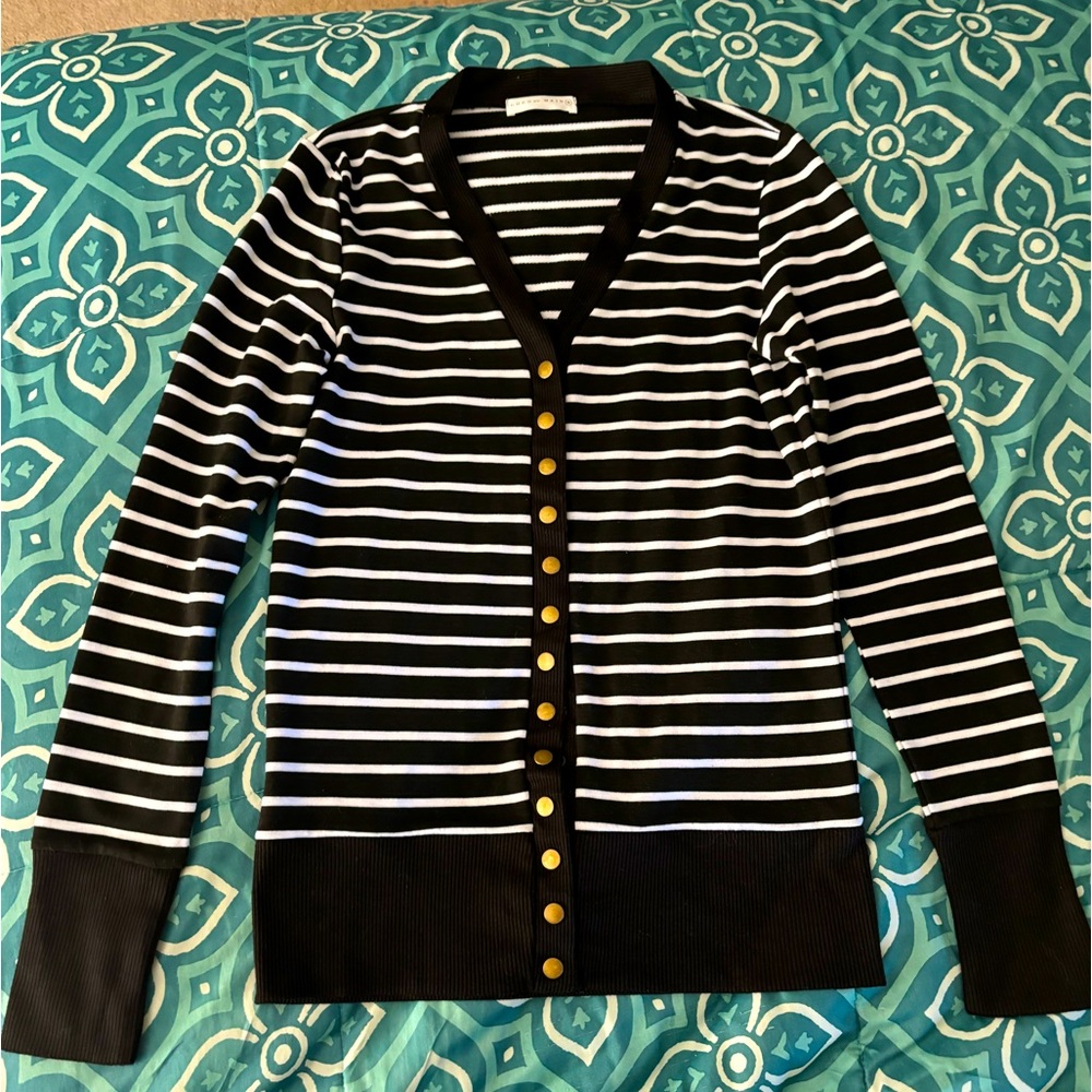 Coco and Main Women’s Striped Snap Down Cardigan sweater size M